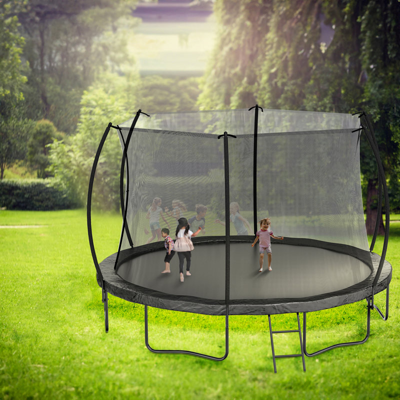 14ft Trampoline With Enclosure Net And Ladder Double side Color Pad For Kids And Adults